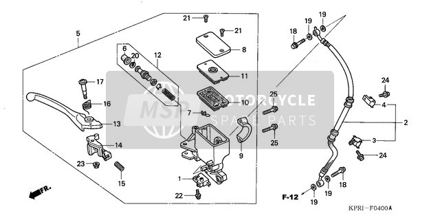 Honda SH125 2001 FR. Brake Master Cylinder for a 2001 Honda SH125